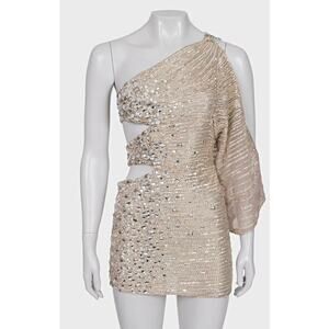 Zuhair Murad Silver Beaded Cocktail Dress - Size S